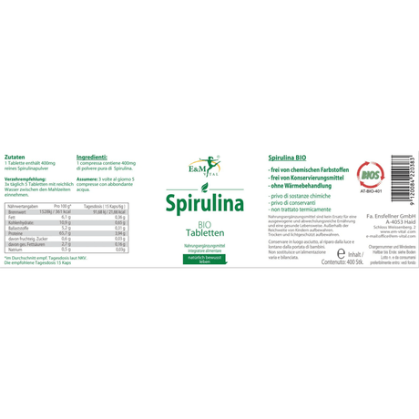 E&M BIO Spirulina Tabs 400Stk