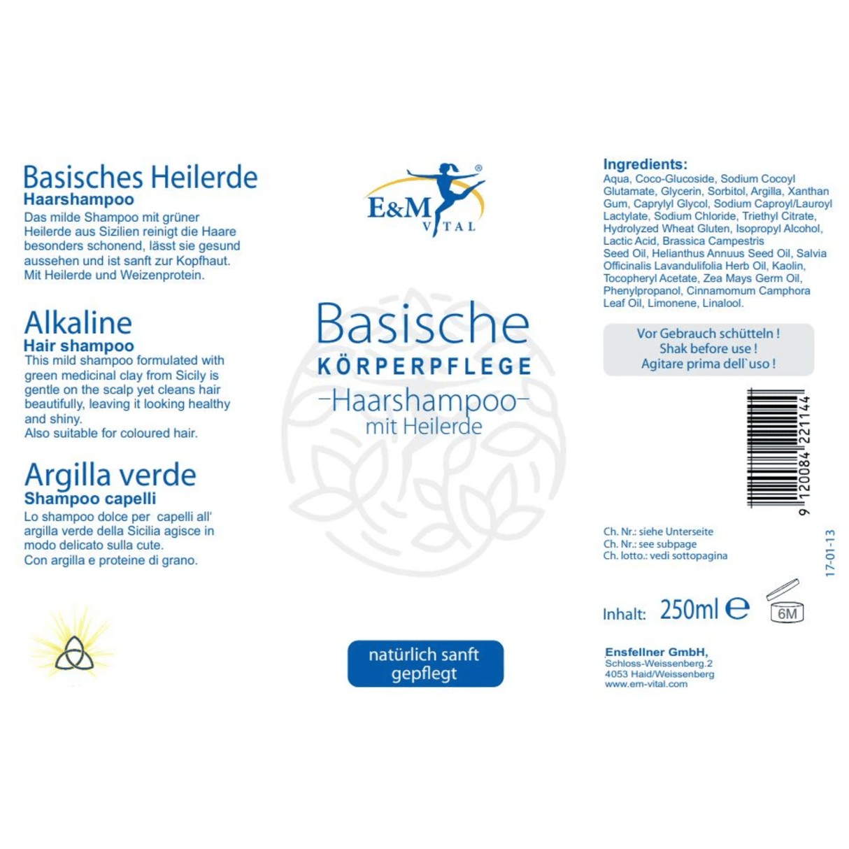 E&M Basisches Haarshampoo mit Heilerde 250ml