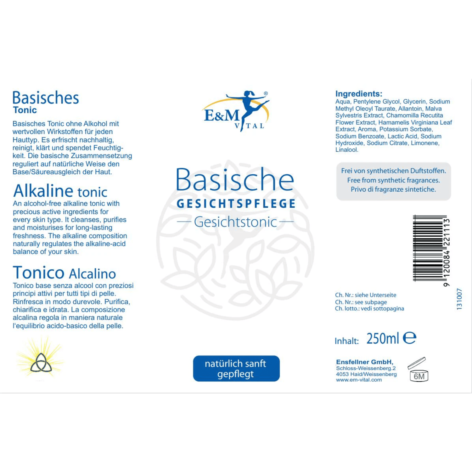 E&M Basisches Gesichtstonic 250ml