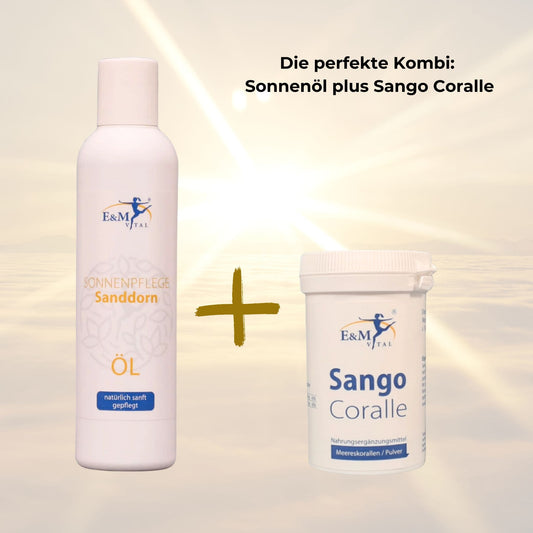 Bundle: E&M basisches Sonnenpflegeöl + E&M Sango Coralle
